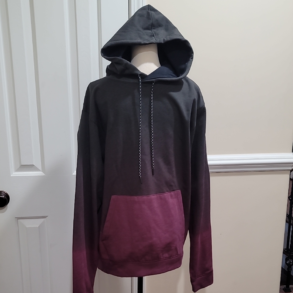 Ocean Current Charcoal and Burgundy Hoodie